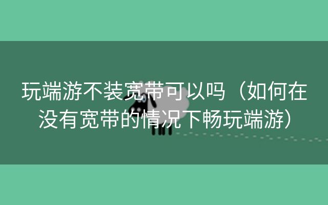 玩端游不装宽带可以吗（如何在没有宽带的情况下畅玩端游）