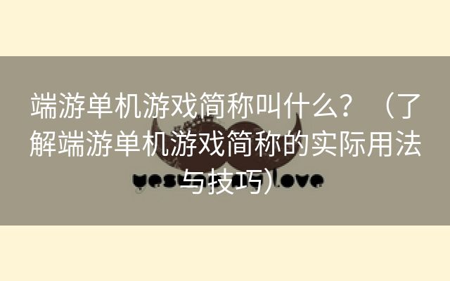 端游单机游戏简称叫什么？（了解端游单机游戏简称的实际用法与技巧）