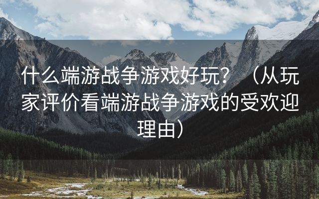 什么端游战争游戏好玩？（从玩家评价看端游战争游戏的受欢迎理由）