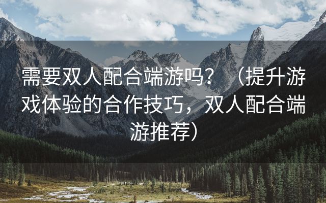 需要双人配合端游吗？（提升游戏体验的合作技巧，双人配合端游推荐）